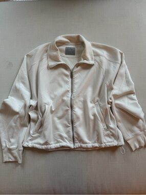 Abercrombie & Fitch Light Cream Zip-Front Bomber Jacket